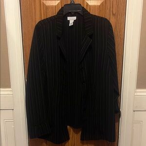 Avenue Women's Black Pinstripe Blazer